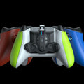 BIGBIG WON ARMORX Pro installed on a green xbox controller with two xbox controllers