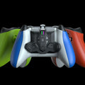 BIGBIG WON ARMORX Pro installed on a blue xbox controller with two xbox controllers